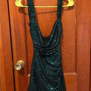 Elegant Teal Sequin Dress